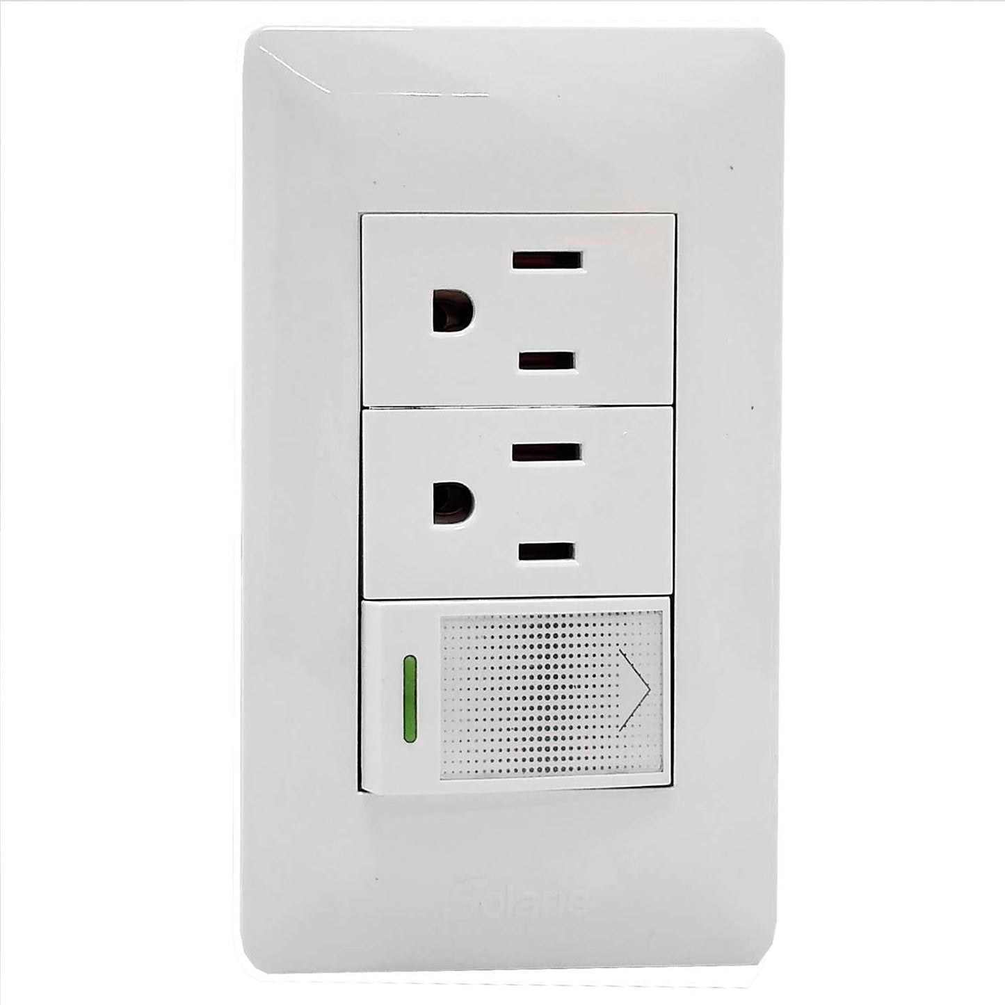 Fabricada de plÃ¡stico ABS,Cubierta de acero inoxidable.,Placa con 1 apagador y 2 contactos polarizados.,Tomacorriente 127 V - 15 A - 60 Hz,Apagador 27 V â€“ 10 A â€“ 60 Hz,blanca.,LÃ­nea Ultra.