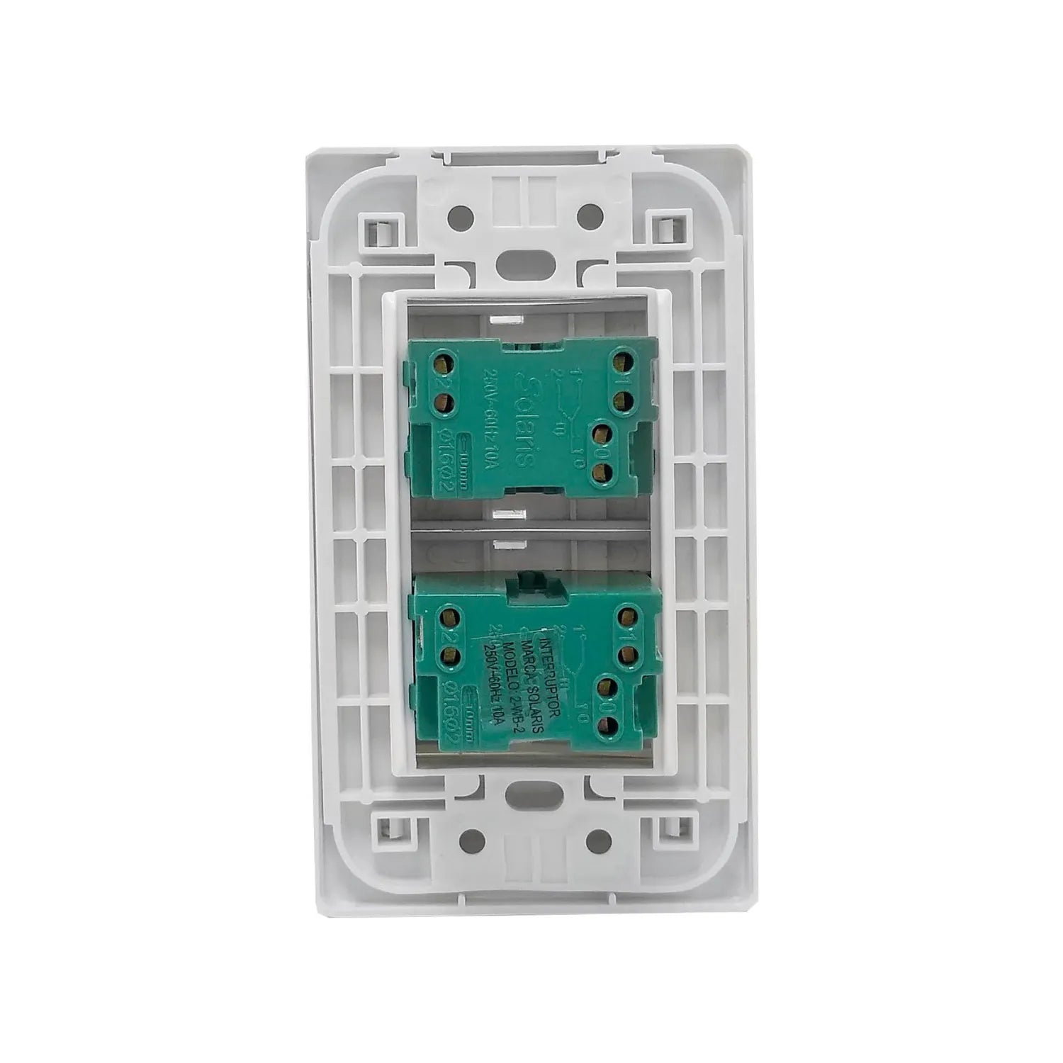 Placa con dos interruptores de escalera Solaris 250V 10A, color blanco