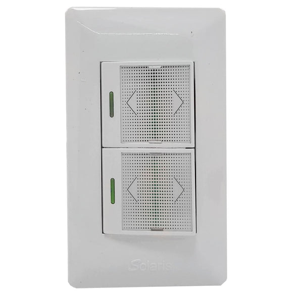 Fabricada de plástico ABS,Placa un apagador sencillo y un apagador escalera.,127 V- 10 A – 60 Hz,Herrajes de latón.,Ideal para uso residencial u oficina.,Línea Ultra.