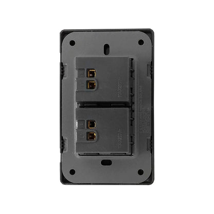 Interruptor doble Solaris AL-002 negro, placa para 2 apagadores de pared, eléctrico 10A 250V