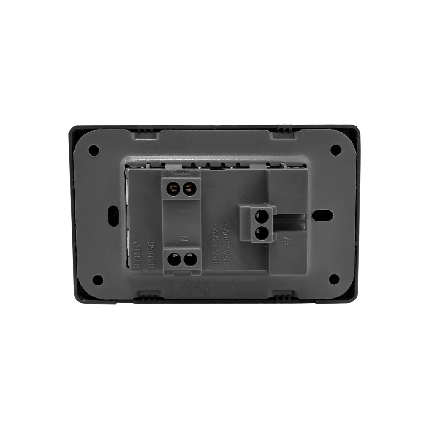 Placa 2 contactos negra cromo Solaris AL61NG