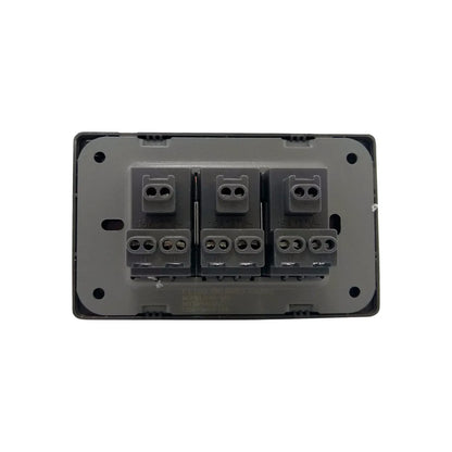 Placa 3 contactos negra cromo Solaris AL613NG