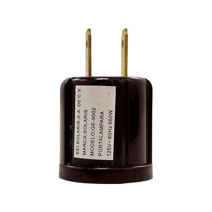 Socket con clavija café Solaris GE-9002 portalámpara eléctrico de dos pines