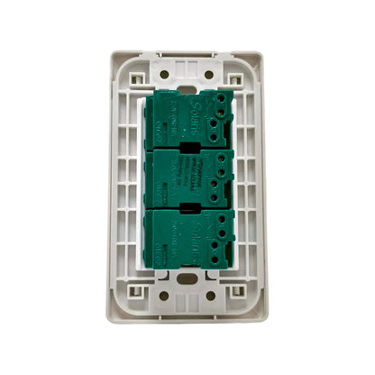 Mecanismo de placa eléctrica Solaris WB-3 con 3 módulos de apagadores verdes 250V 10A
