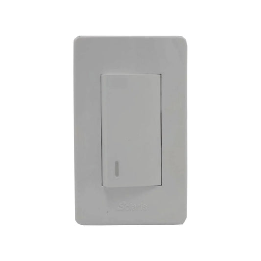Placa de pared blanca Solaris con 1 apagador de escalera para interruptor de luz