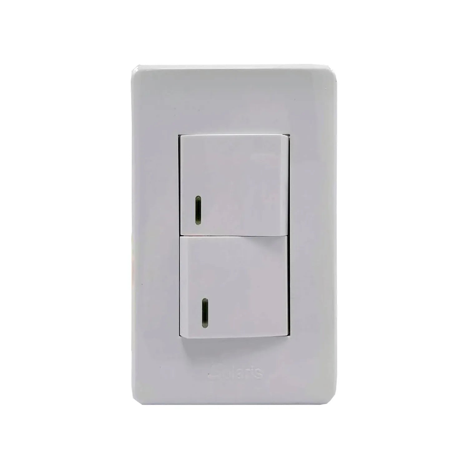 Placa doble apagador blanca Solaris, interruptor de luz para instalación eléctrica de pared
