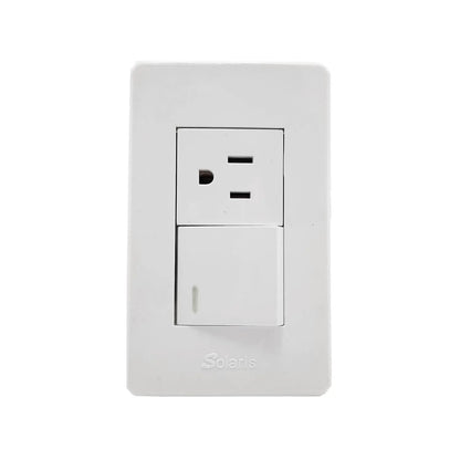 Placa eléctrica blanca Solaris con un apagador y un contacto polarizado