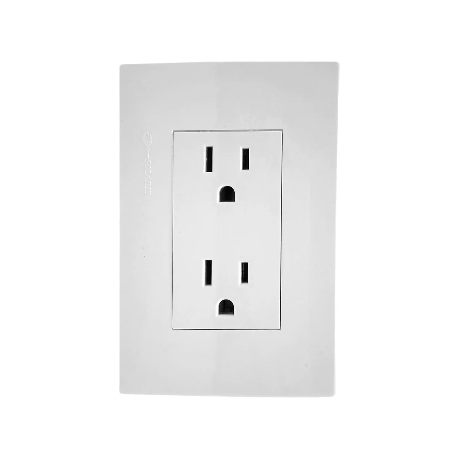Fabricada en policarbónato.,Placa dos contactos polarizados.,127 V - 15 A - 60 Hz,Perfil ultra delgado (solo 3 mm).,Nuevo sistema push con diseño moderno y minimalista.