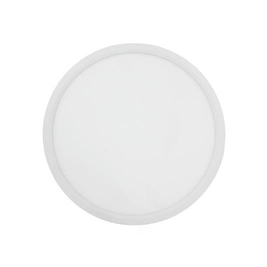 Lámpara panel LED redonda blanca de sobreponer 18W, ideal para iluminación de techo.