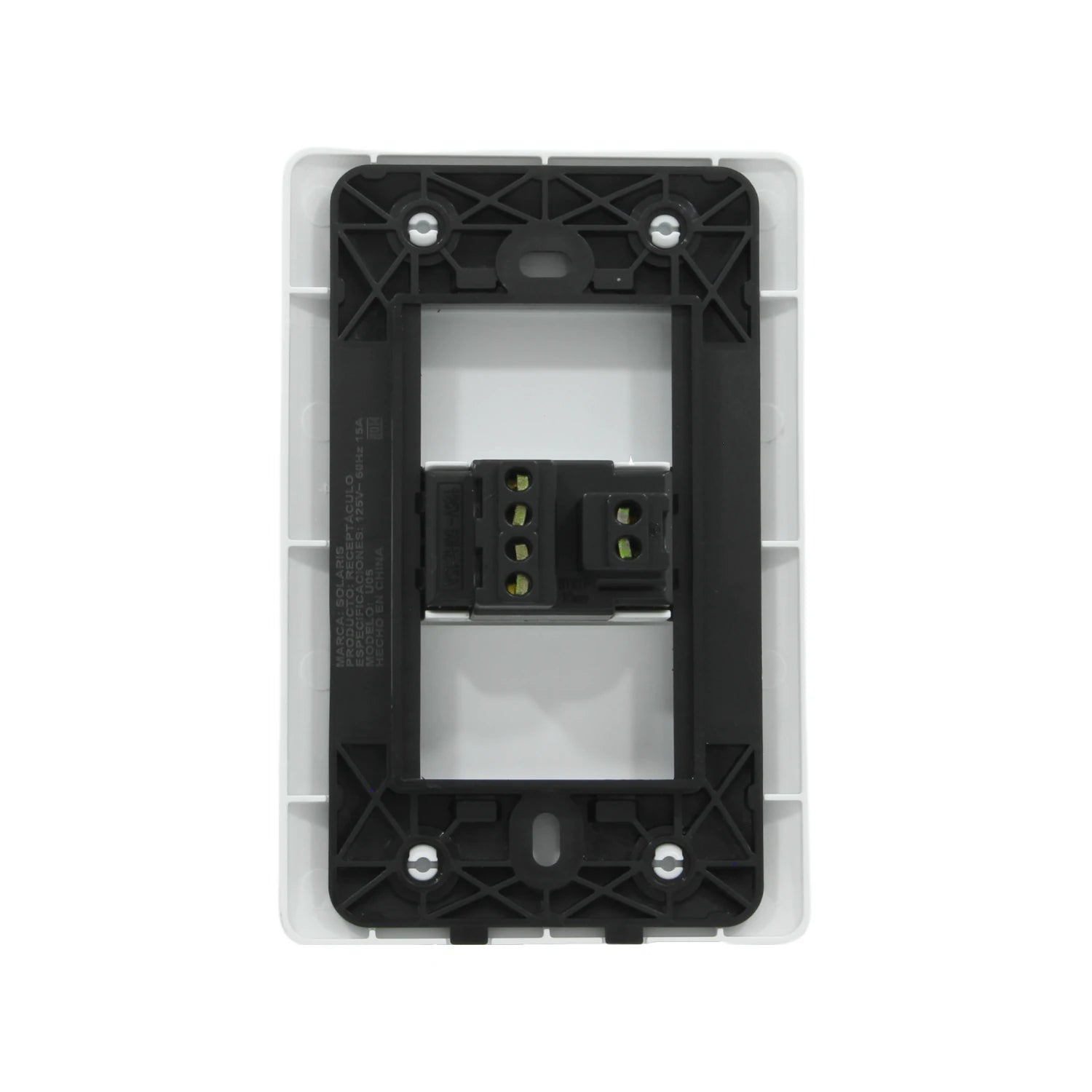 Placa eléctrica de pared blanca Solaris con 2 receptáculos 15A 125V