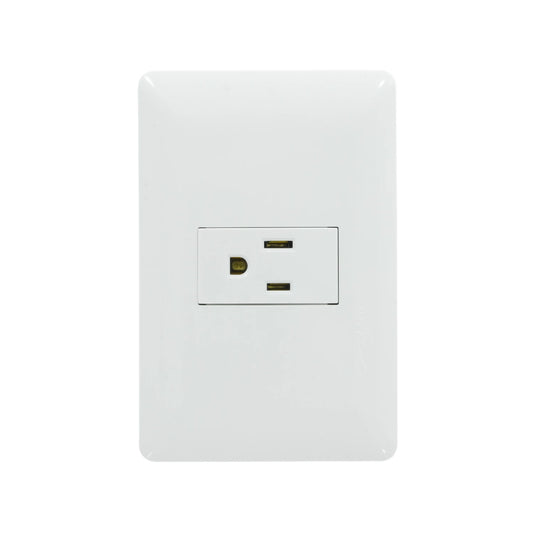 Placa eléctrica blanca con un contacto para enchufe tipo B, ideal para instalaciones residenciales Solaris