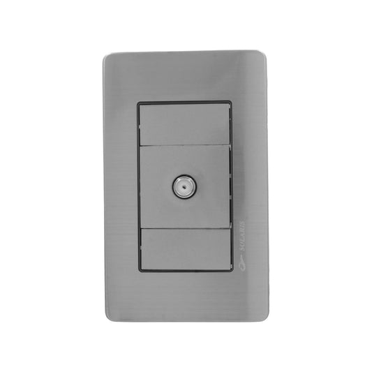 Placa de pared gris Solaris con 1 entrada para cable coaxial, toma de TV