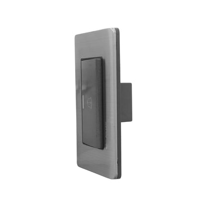 Placa para timbre eléctrico Solaris AL-27-NG, botón negro con icono de campana y acabado metálico cepillado.