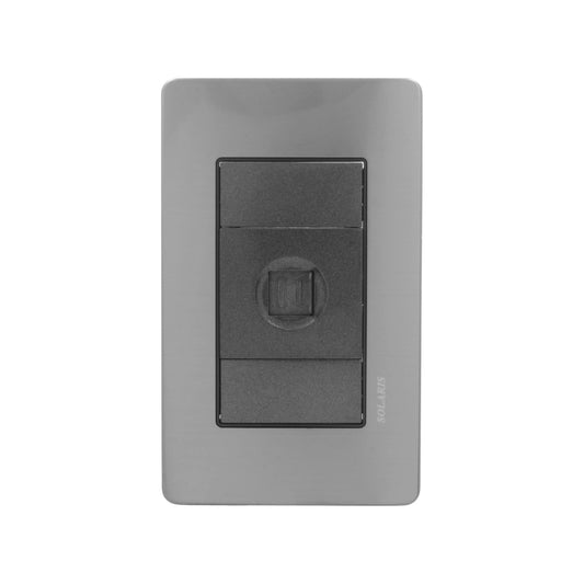 Placa de pared Solaris gris con 1 entrada de datos RJ45 para instalación de red/teléfono