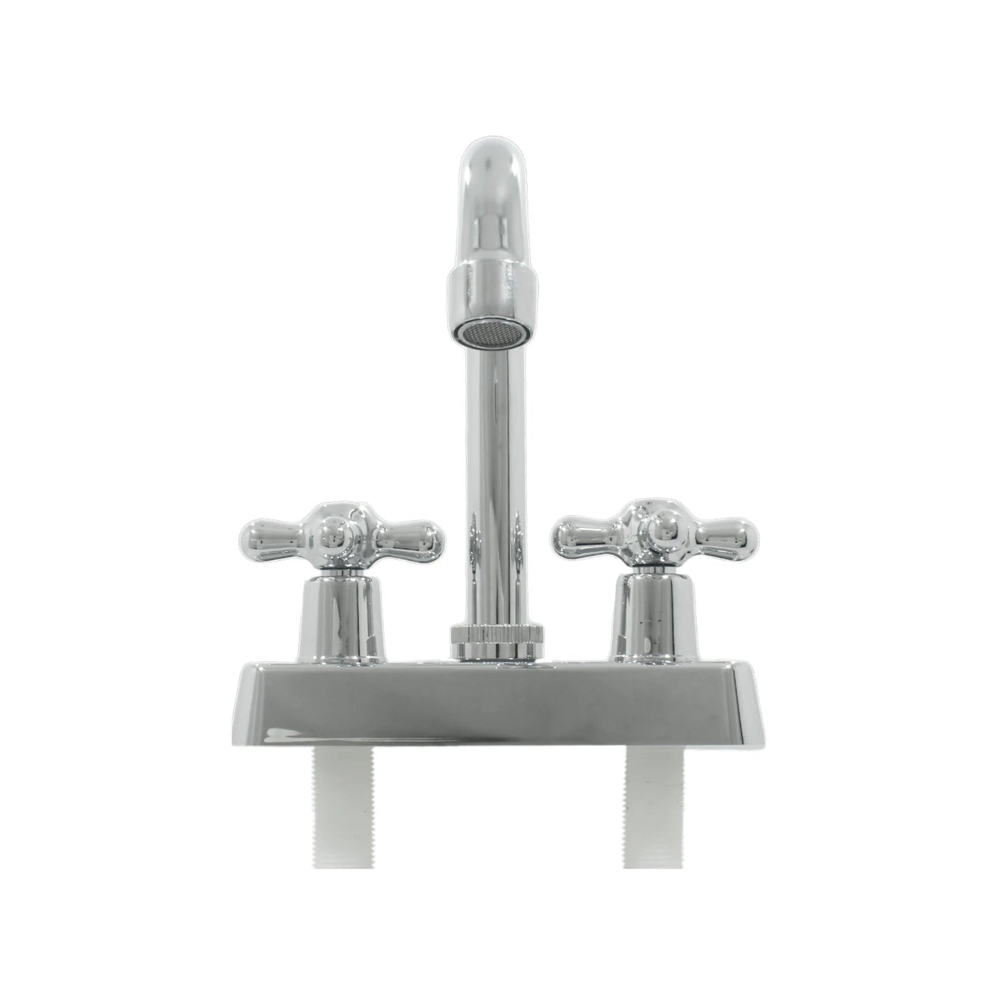 Mezcladora de lavabo cromada 4 pulgadas con dos manerales de cruz para baño