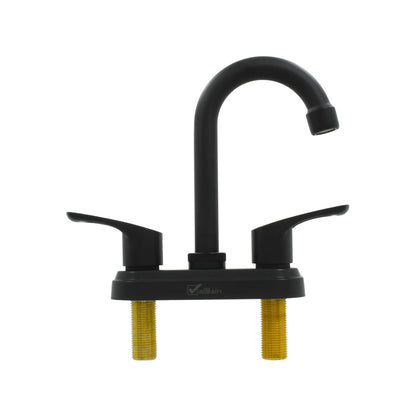 Mezcladora de lavabo negra mate ValMain para 4 pulgadas con dos manijas tipo palanca