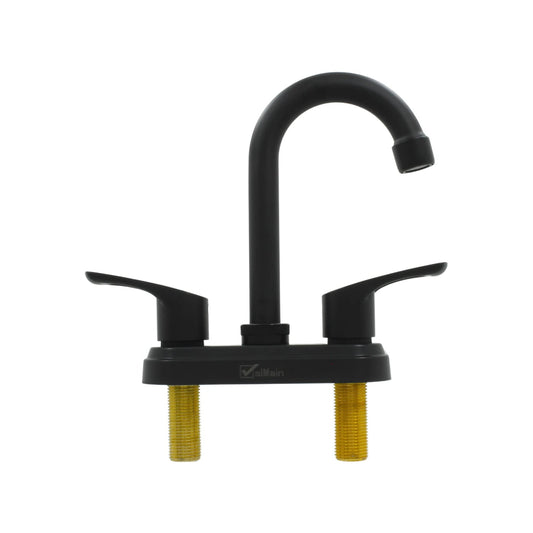 Mezcladora de lavabo negra mate ValMain para 4 pulgadas con dos manijas tipo palanca