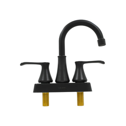 Mezcladora de lavabo Valmex negra 4 pulgadas, dos manijas con cuello de cisne y acabado mate