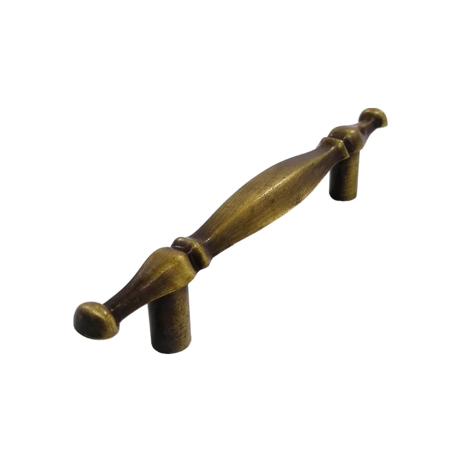 Acabado latón antiguo.,Jaladera para mueble.,Largo total: 118 mm,Centro a centro: 76 mm