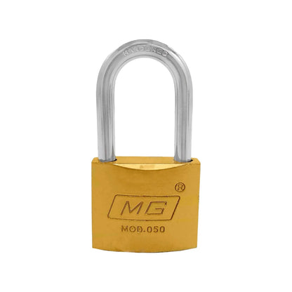 Candado MG 50mm dorado con gancho largo endurecido para alta seguridad