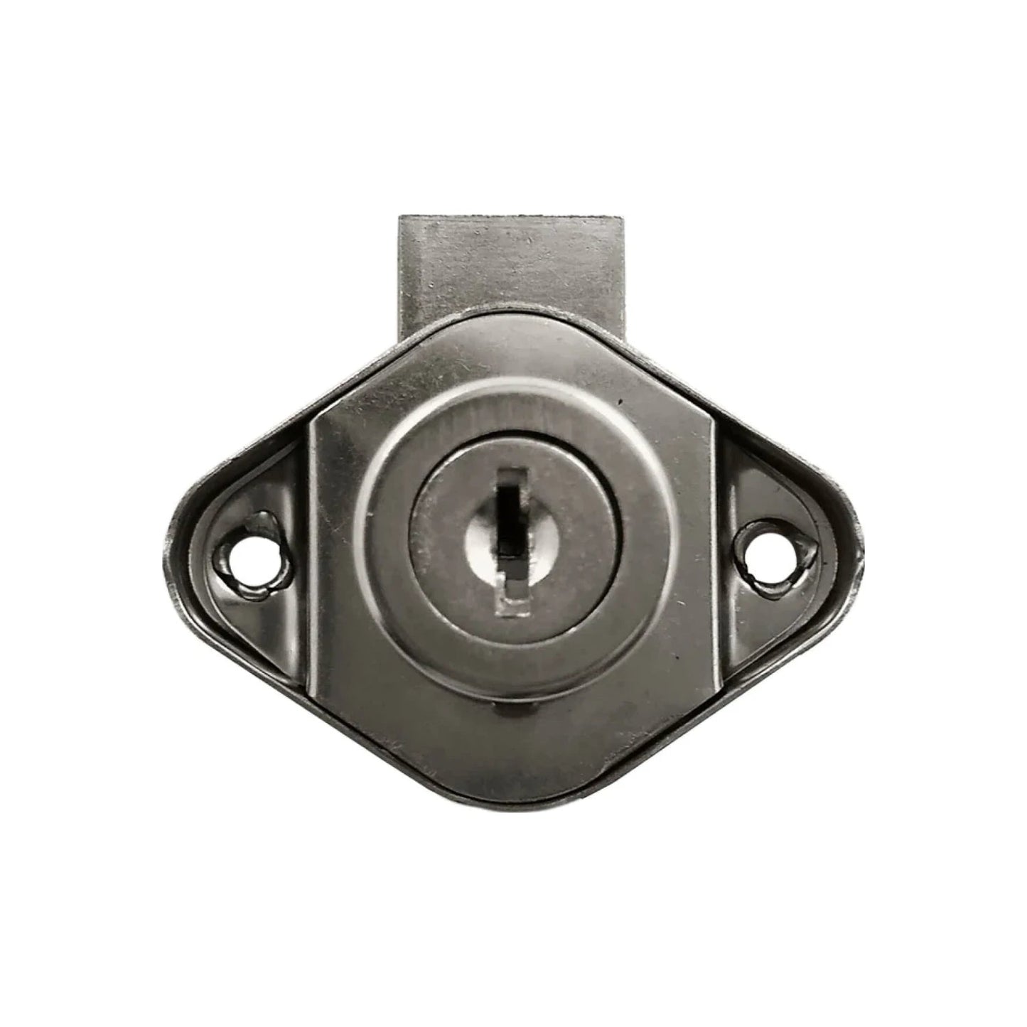 Cerradura para cajón cromada, chapa de seguridad metálica para gabinetes y muebles.