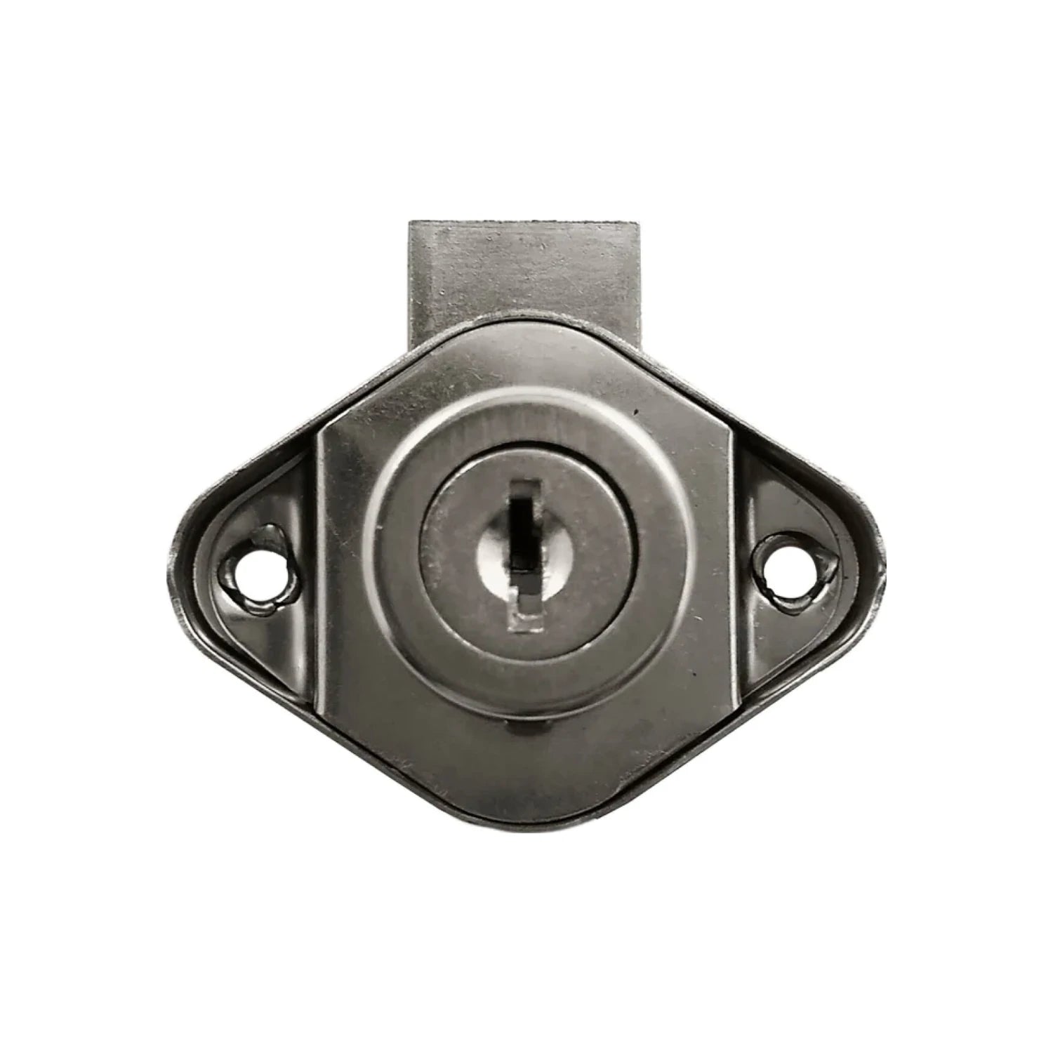 Cerradura para cajón cromada, chapa de seguridad metálica para gabinetes y muebles.