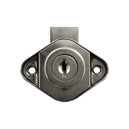 Cerradura para cajón cromada, chapa de seguridad metálica para gabinetes y muebles.