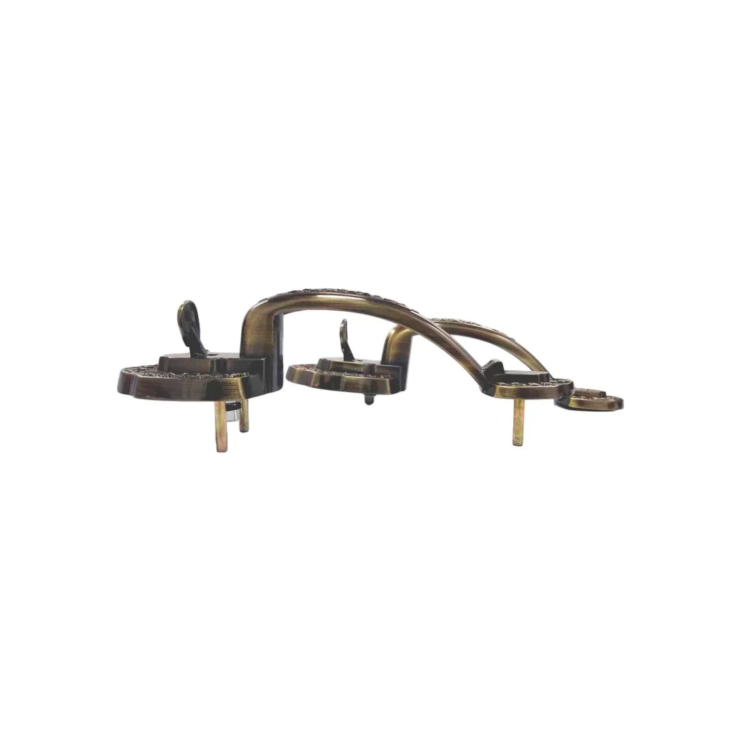 Juego de manijas y caño de grifo para lavabo, acabado bronce antiguo, estilo clásico y ornamental para baño