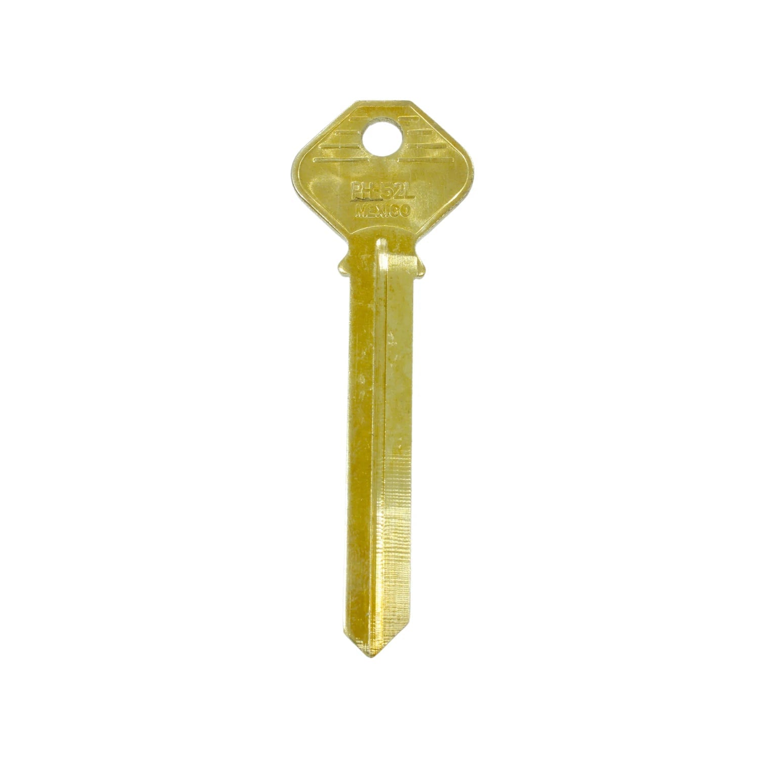 Forja de llave PH-52L latonada dorada, sin cortar, para duplicado de cerraduras.
