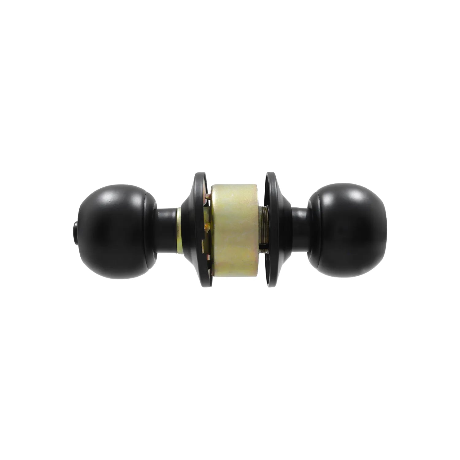 Cerradura de pomo tipo bola color negro mate para puertas residenciales con herrajes de instalación