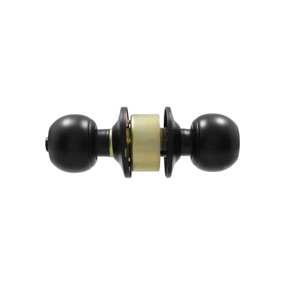 Cerradura de pomo tipo bola color negro mate para puertas residenciales con herrajes de instalación