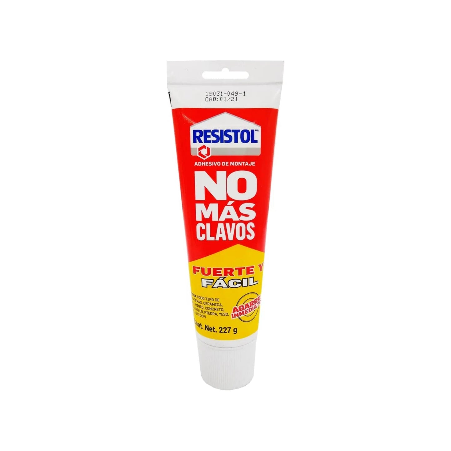 Adhesivo montaje Resistol No Más Clavos 227g, pegamento fuerte de agarre inmediato para fijación sin taladrar.