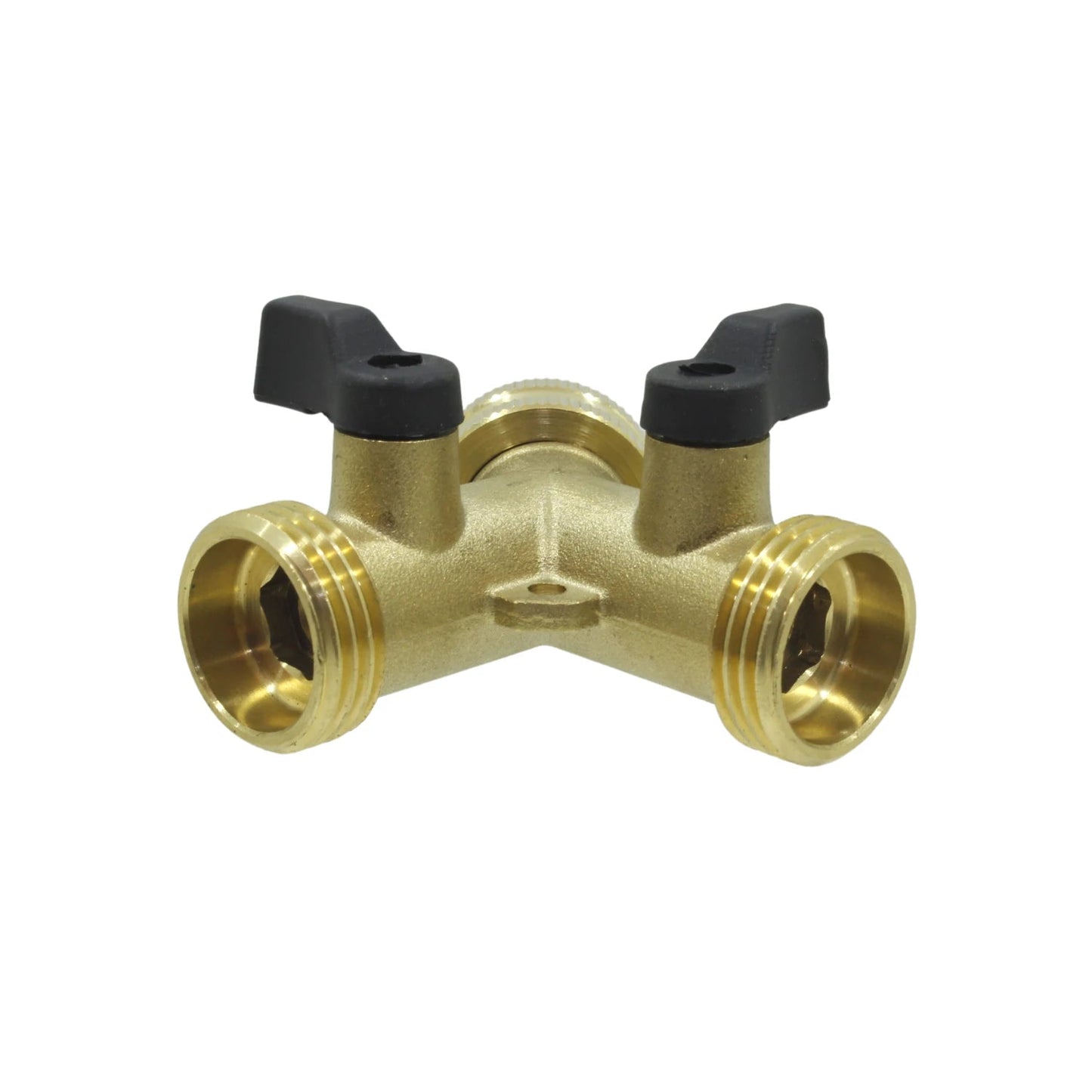 Conector Y de latón 3/4" para manguera con dos llaves de paso, distribuidor de agua para jardín