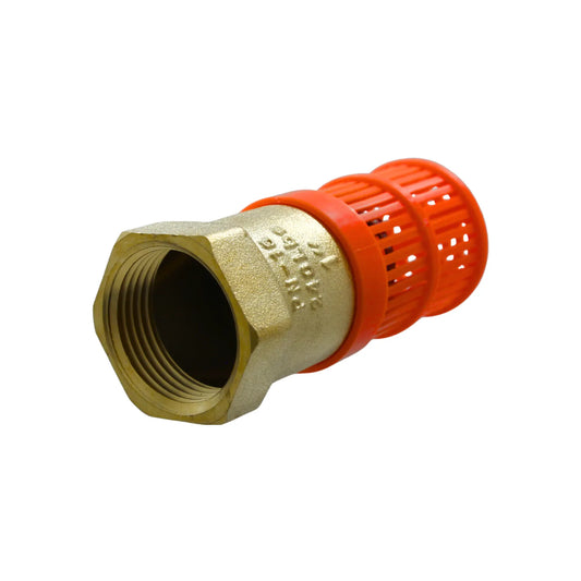 Válvula de pie de bronce 1 pulgada PN16 con rejilla naranja para succión de agua en bombas y pozos