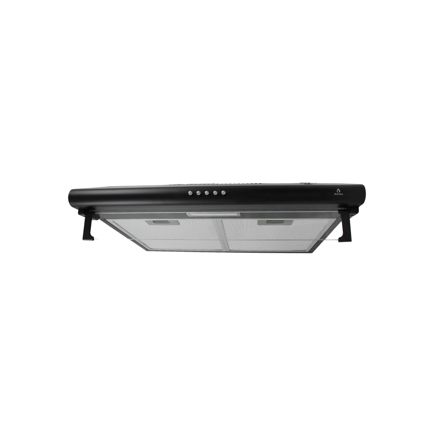 Campana extractora de cocina Supra negra con panel de control y filtros metálicos desmontables