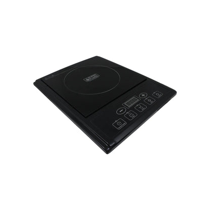Parrilla de inducción negra SUPER FLAMA de 1 quemador con controles táctiles y temporizador para cocina portátil.