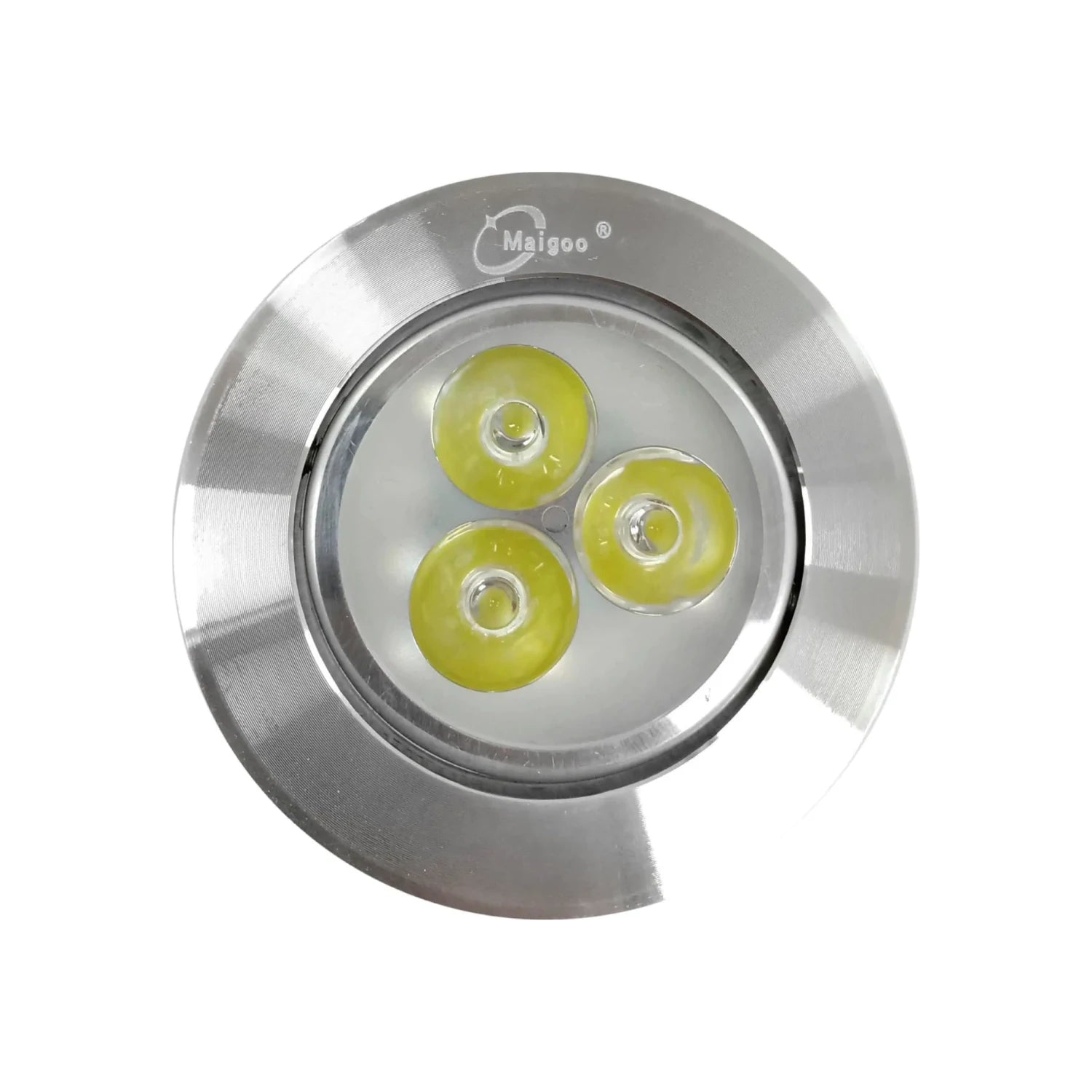 Foco LED empotrable Maigoo 3W redondo de aluminio cepillado con 3 LEDs