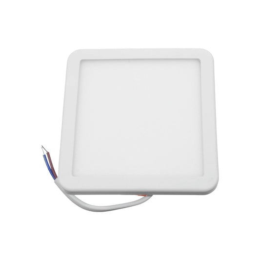 Lámpara panel LED cuadrada blanca 6W para empotrar, con cables de instalación expuestos