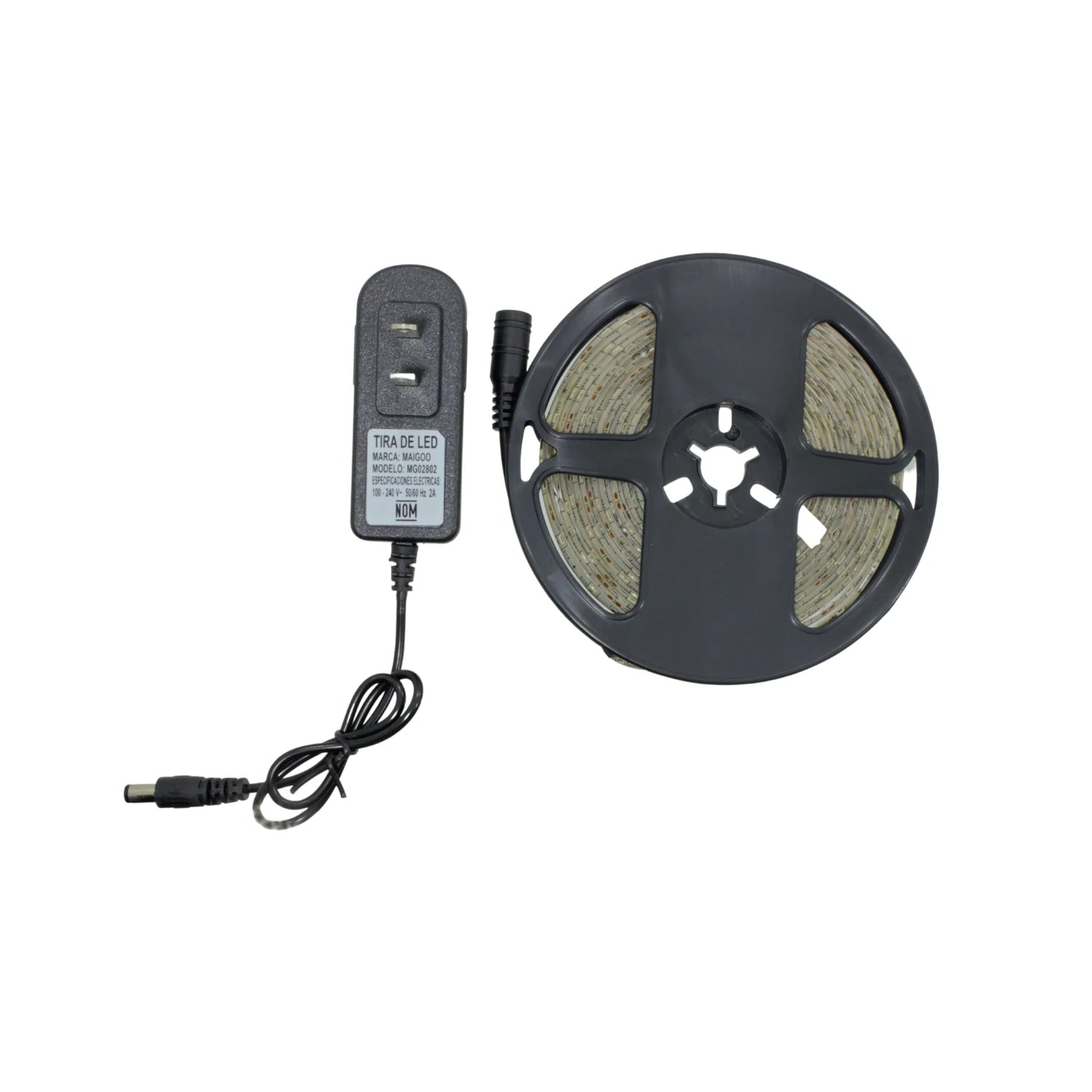Tira LED blanca Maigoo MG02802 en rollo con adaptador de corriente 100-240V 2A para iluminación