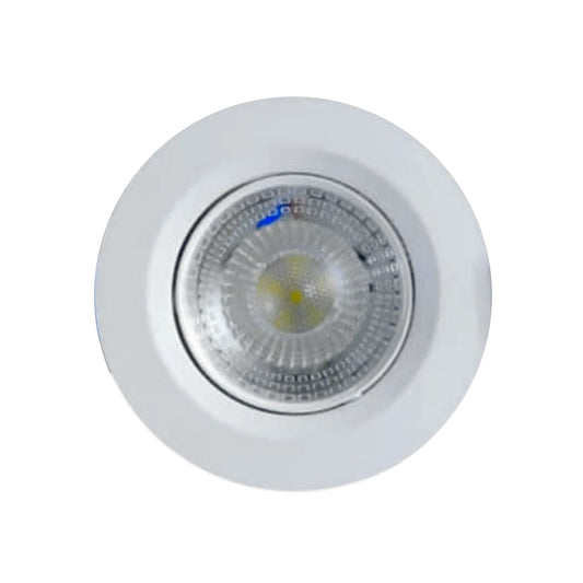 Downlight LED empotrable redondo blanco orientable, luz ajustable para ambientes interiores.