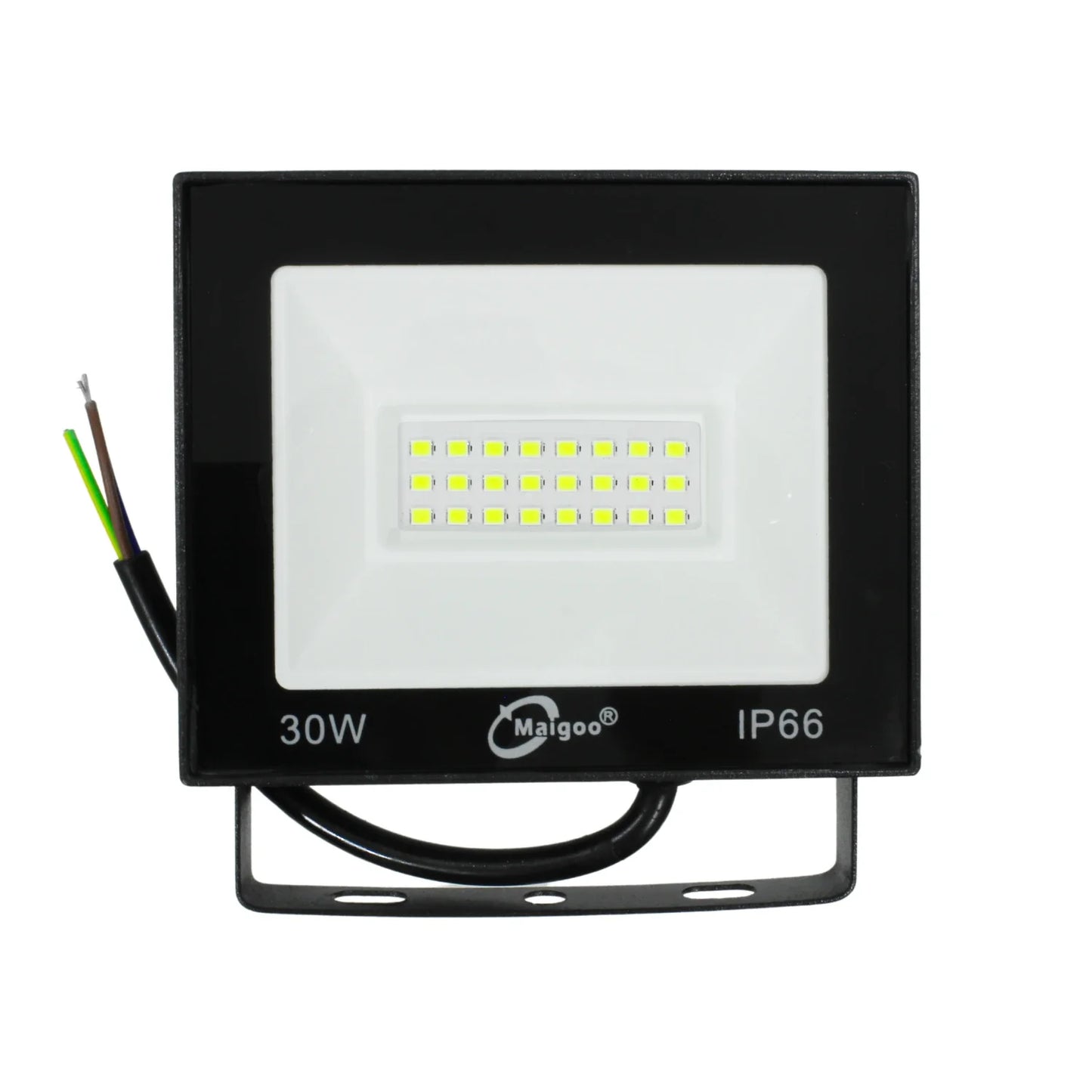 Iluminado de LED tipo reflector.,85-265 V,50/60 Hz,30 W,0.211 A,0.05 kWh,Larga vida útil, baja temperatura.,Sin rayos UV ni irradiación.,Alto - Brillo SMD LED