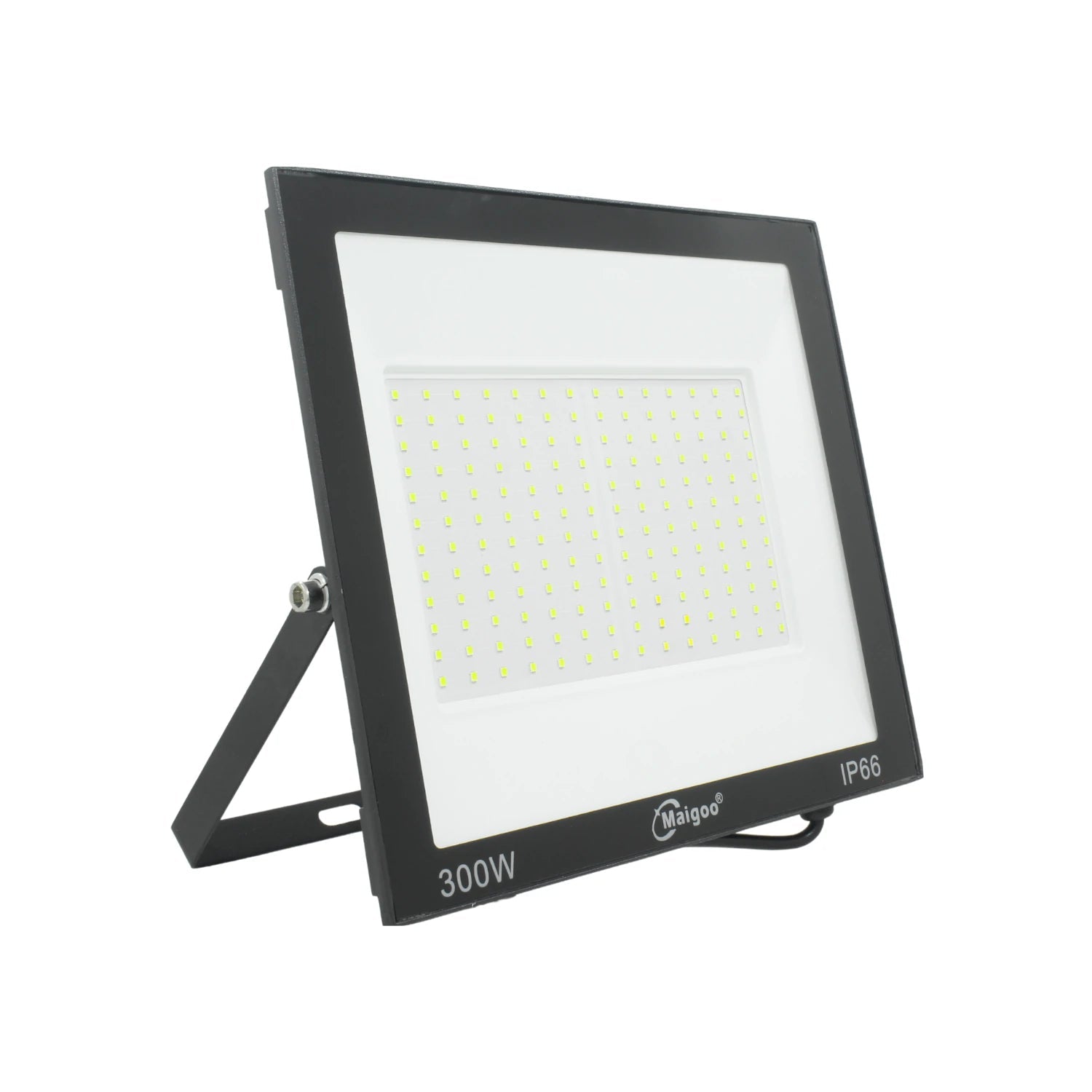 Reflector LED negro Maigoo 300W con soporte ajustable IP66 para iluminación exterior