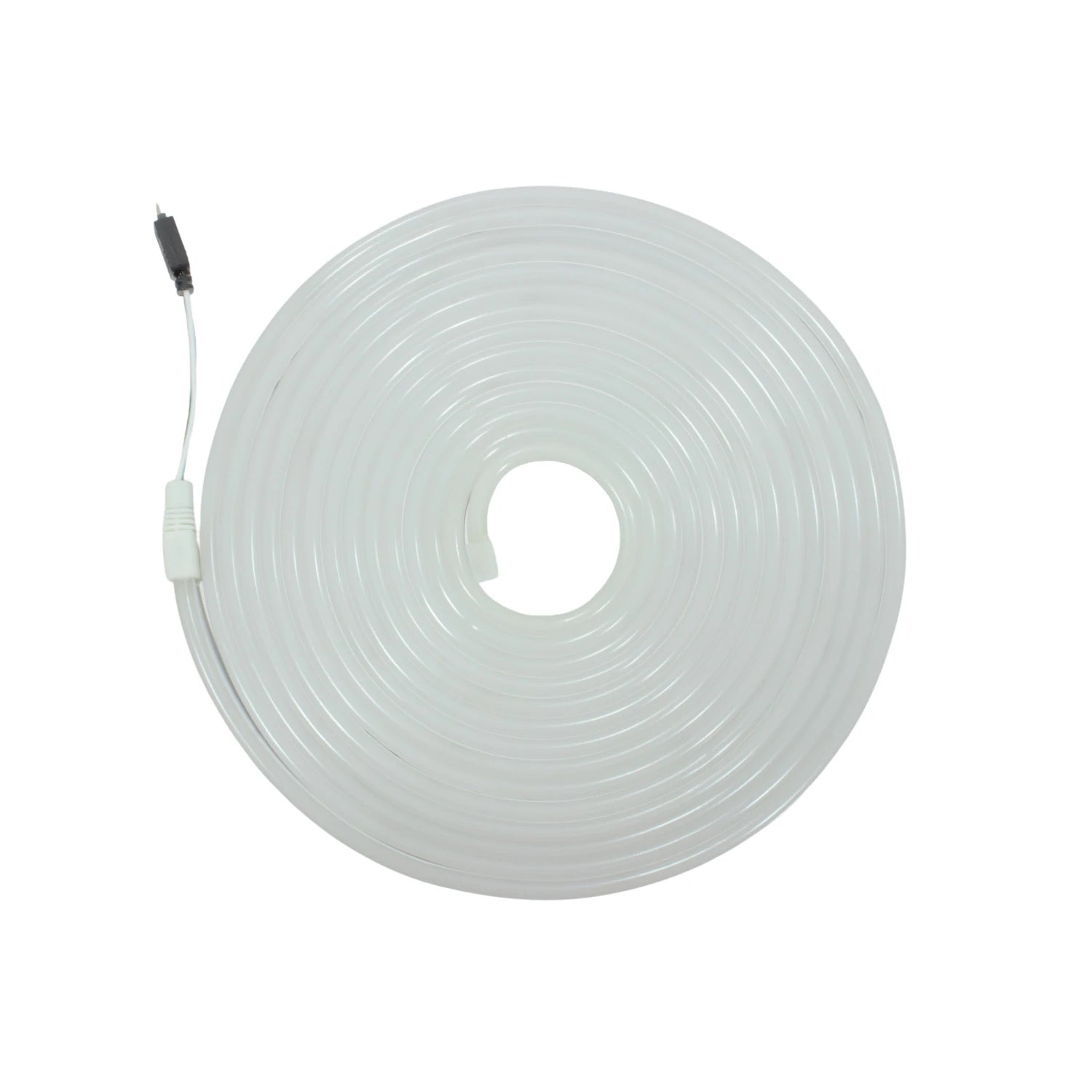Tira LED neón flexible RGB de 5m, carcasa blanca translúcida, enrollada con conector para instalación