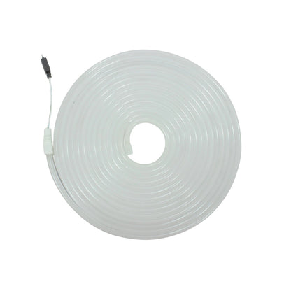 Tira LED neón flexible RGB de 5m, carcasa blanca translúcida, enrollada con conector para instalación