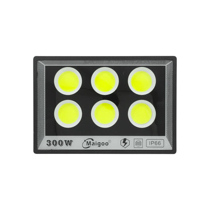 Luminario de LED tipo reflector., Protección IP66, Voltaje: 85-265 V, Frecuencia: 50-60 Hz, Potencia: 300 W, 2.0 A, 0.05 kW/h, Sin rayos UV ni irradiación., Alto brillo SMD LED, Alta eficiencia energética., Bajo consumo de energía., Larga vida útil., Haz de luz de 120°, Aplicable para el hogar, oficina, sala de reuniones, hoteles, gabinetes, centros comerciales, escaparates, parques, tiendas de embarque, estacionamiento.