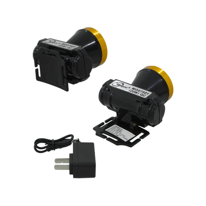 Lámparas mineras Maigoo MG07501 20W LED recargables negras, aro dorado, con cargador.