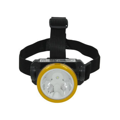 Lámpara minera recargable Maigoo MG07502, 1 LED 40W, bisel amarillo y correa ajustable negra.