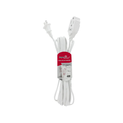 Cable de extensión blanco Super Átomo 4M, 18 AWG, 3 salidas, para casa y oficina 1250W