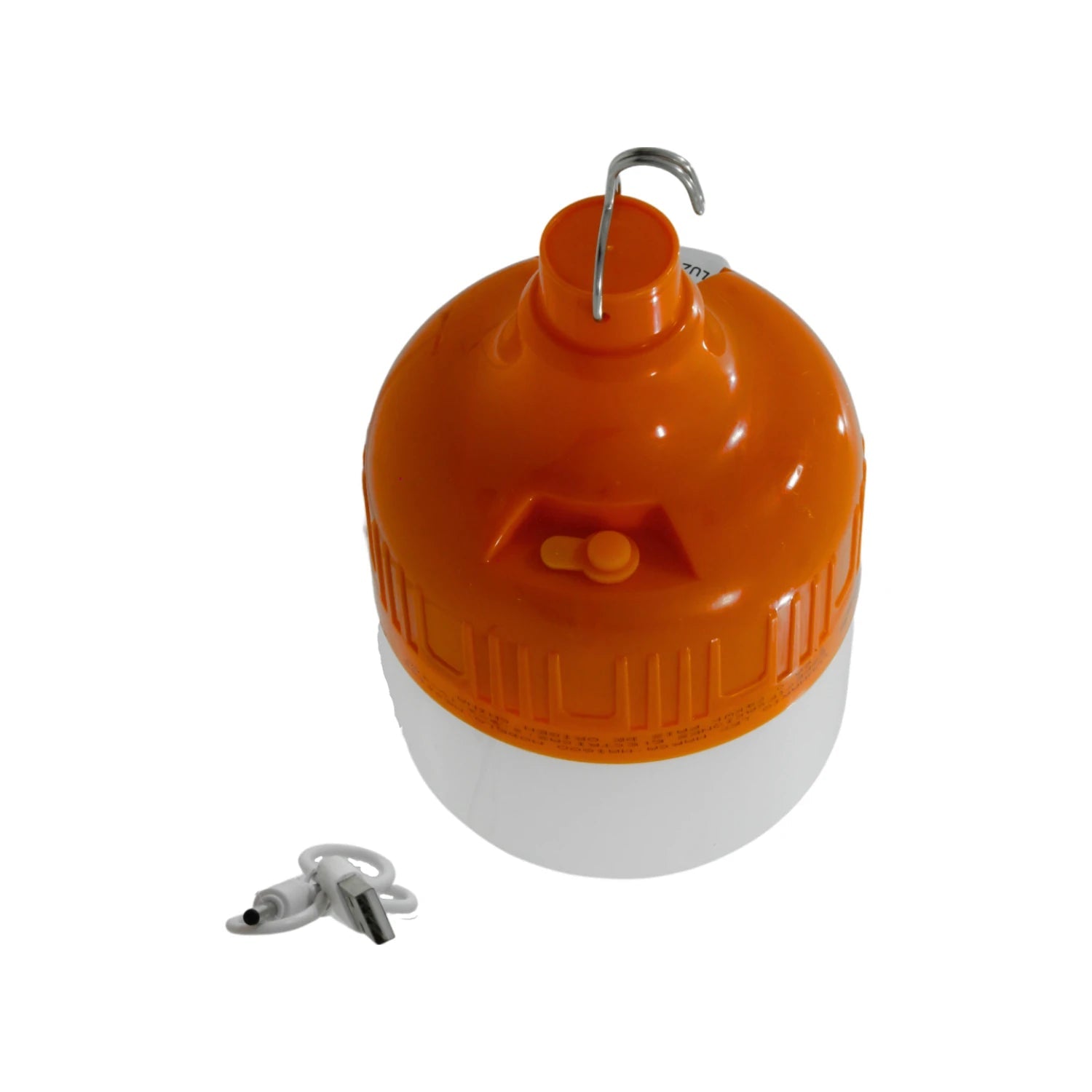 Lámpara recargable de emergencia LED 40W naranja y blanca con gancho y cable USB para trabajo y camping