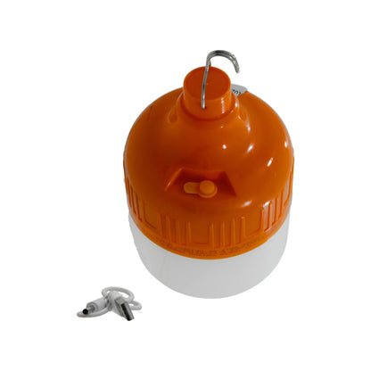 Lámpara recargable de emergencia LED 40W naranja y blanca con gancho y cable USB para trabajo y camping